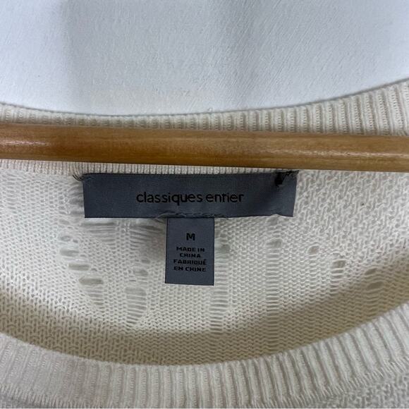 Classiques Entier White Lightweight Distressed Cashmere Blend Sweater Size Med - Picture 11 of 14